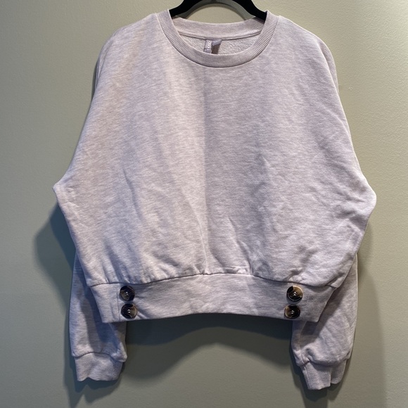 ASOS Size 8 Batwing Sweatshirt with Buttons in Oatmeal Marl - Picture 6 of 7